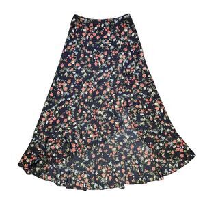 Women's Floral Midi Length Asymmetrical Ruffle Hem Skirt Size S/M Feminine